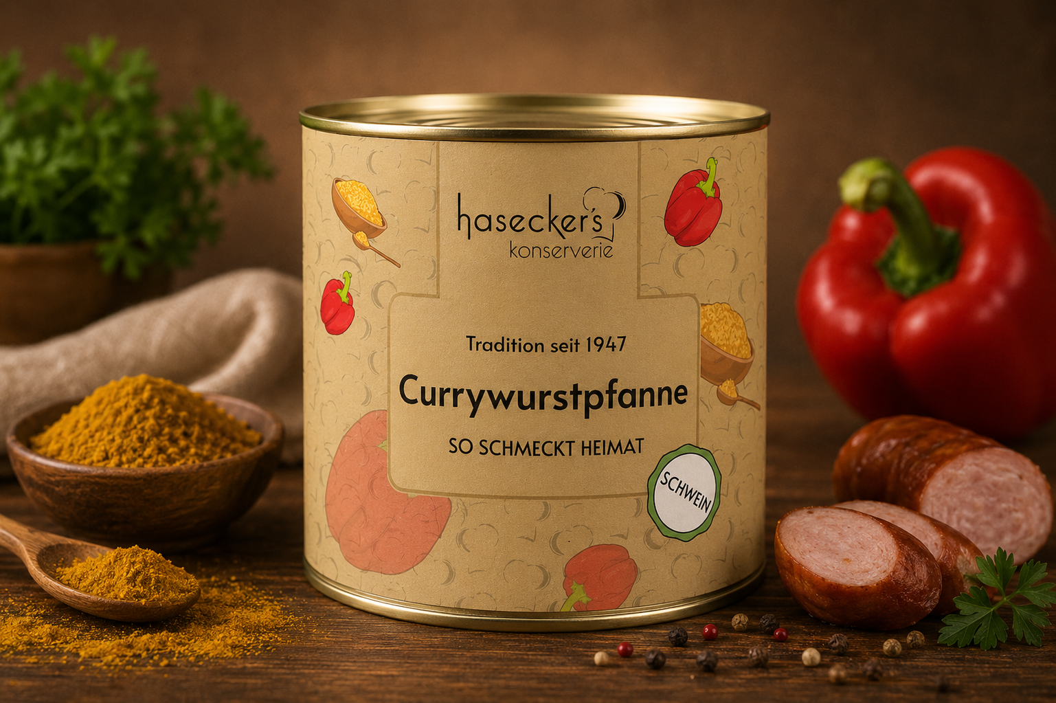 Currywurstpfanne mit Schweinefleisch – Würzig & Deftig