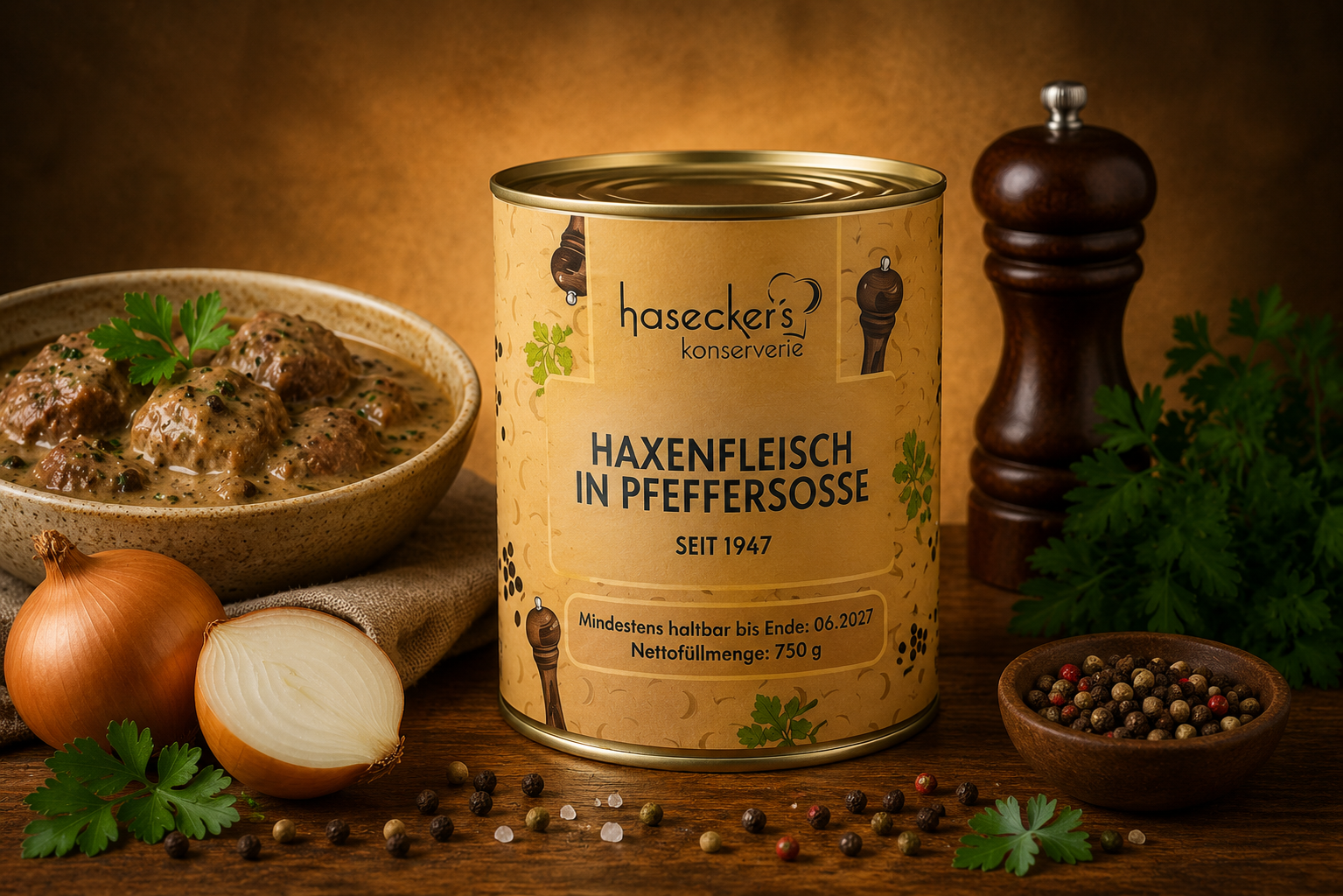 Haseckers Haxenfleisch in Pfeffersoße – Herzhaft & Deftig | 800 g